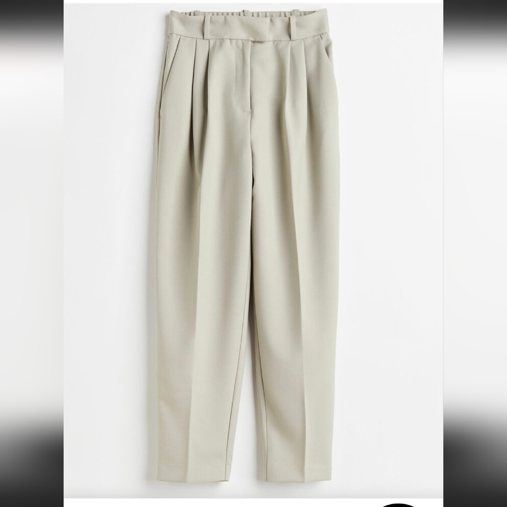 H&M High Rise Pleated Ankle Taper Chinos Loose Fit - Picture 1 of 12